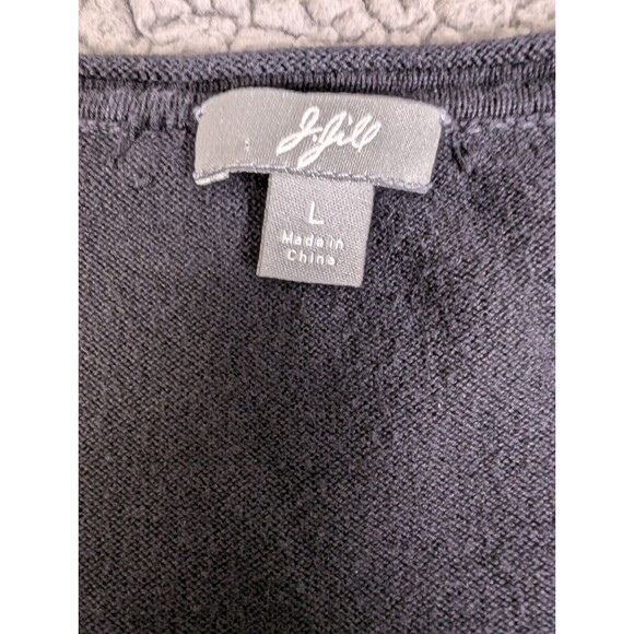 J. Jill Cardigan Womens 100% Cotton One Button Sweater Sz L Black Thread Detail - Picture 3 of 11